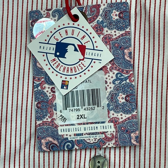 Robert Graham Atlanta Braves Button Down Shirt 2XL NWT NEW - Picture 7 of 8